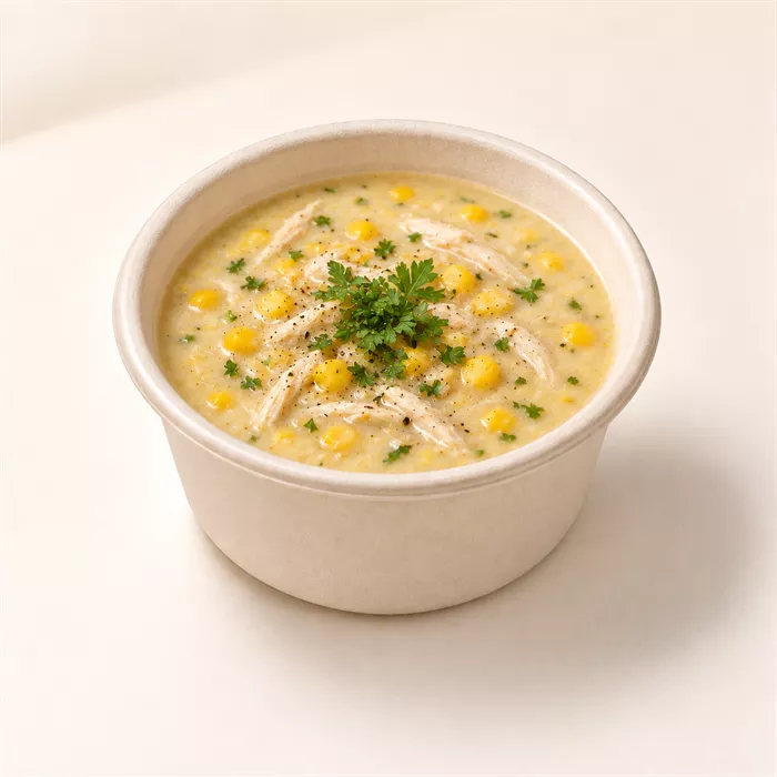 شوربة كريمة الدجاج بالذرة